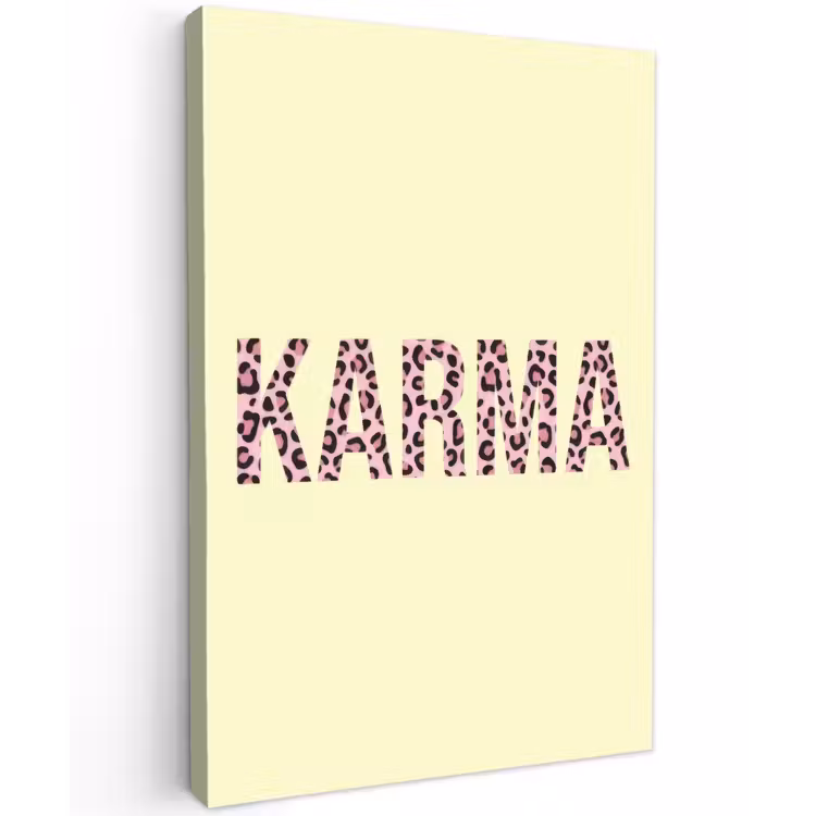 Karma - Luipaardprint - Geel Tuinposter op houten frame 2 cm dik klein -3d