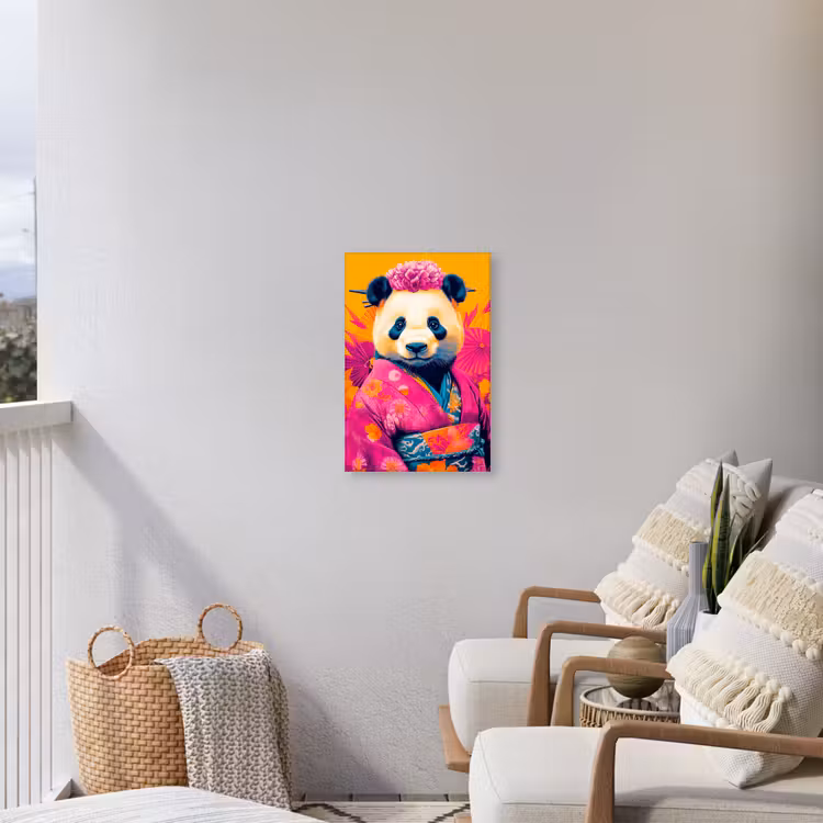 Kimono - Roze - Panda - Bloemenkroon Tuinposter op houten frame 2 cm dik klein -sfeer1