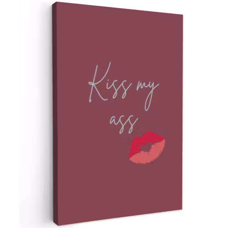 Kiss my ass - Lip - Bordeaux Tuinposter op houten frame 2 cm dik klein -3d
