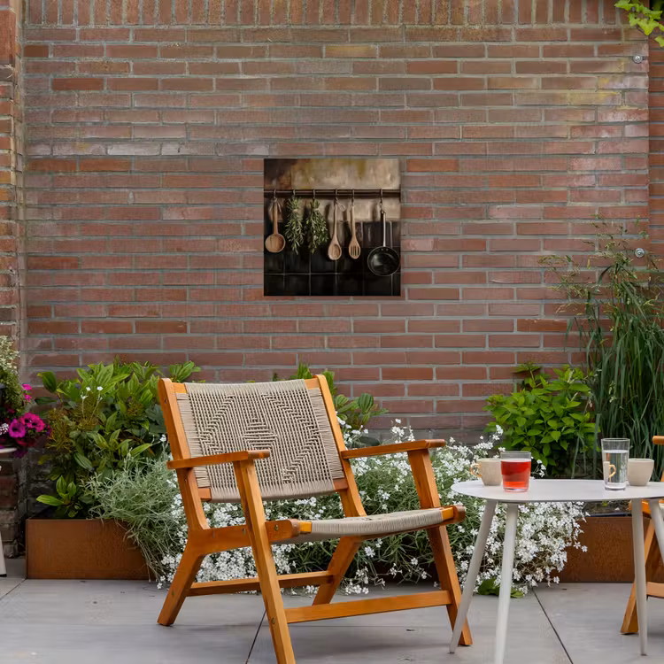 Keukengerei - Rustiek - Tegels - Kruiden Tuinposter op houten frame 2 cm dik klein -sfeer3