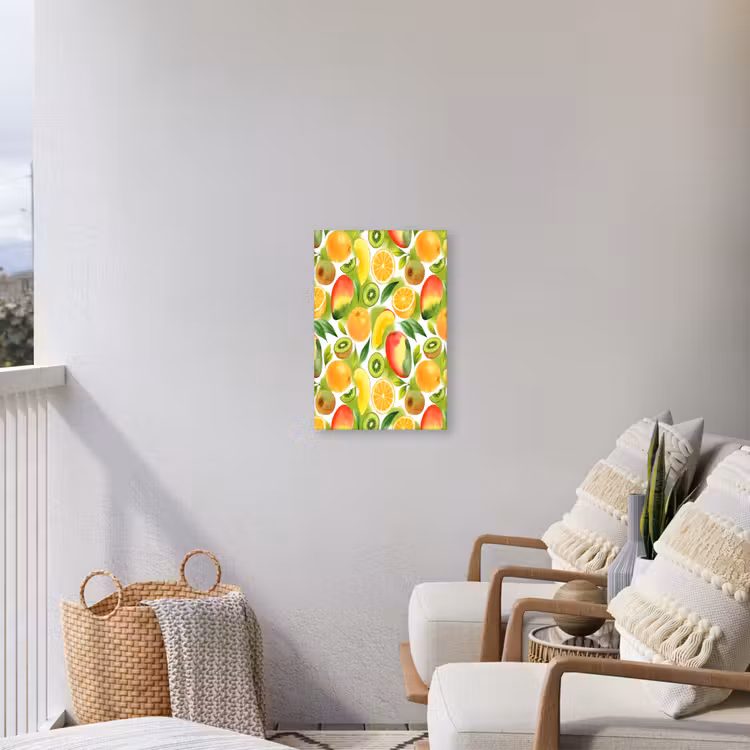 Kiwi - Sinasappel - Mango - Perzik Tuinposter op houten frame 2 cm dik klein 841 -sfeer1