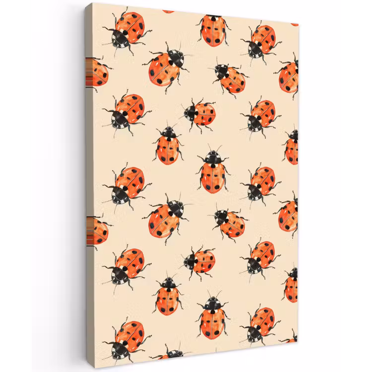 Lieveheersbeestjes - Patroon - Rood Tuinposter op houten frame 2 cm dik klein 841 -3d