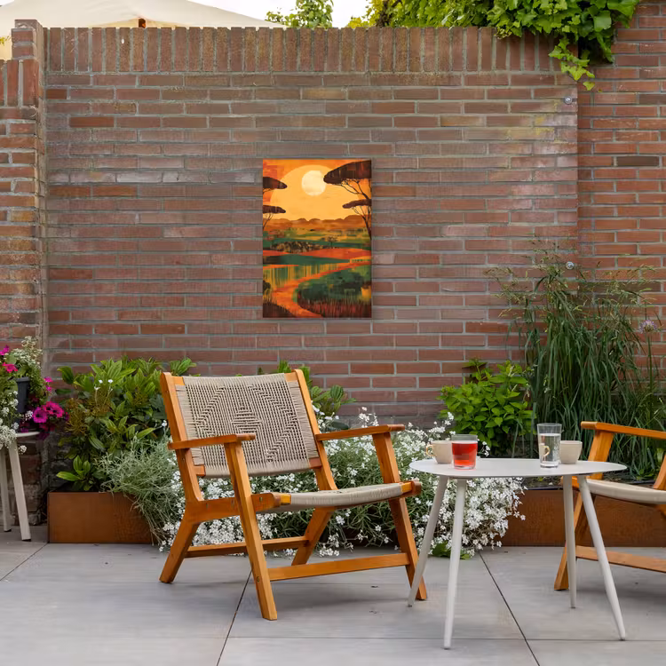 Landschap - Afrikaans - Zon Tuinposter op houten frame 2 cm dik klein -sfeer3