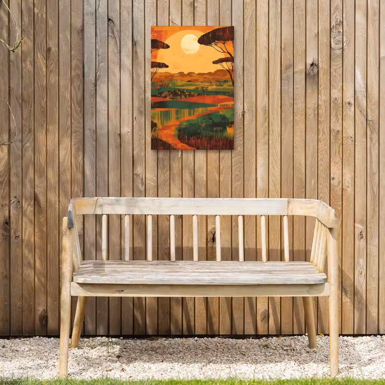 Landschap - Afrikaans - Zon Tuinposter op houten frame 2 cm dik klein -sfeer4
