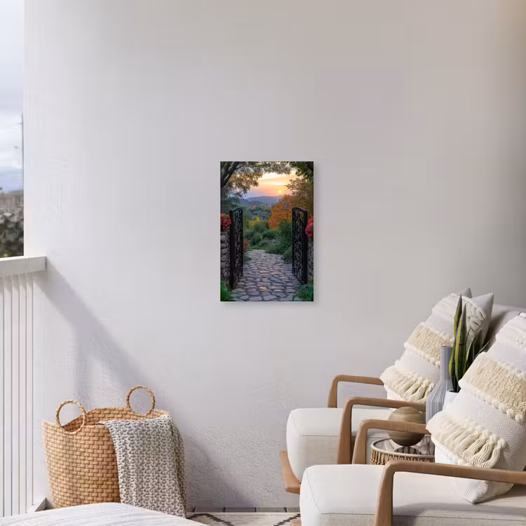 Landschap - Hek - Pad - Zonsondergang - Natuur Tuinposter op houten frame 2 cm dik klein -sfeer1