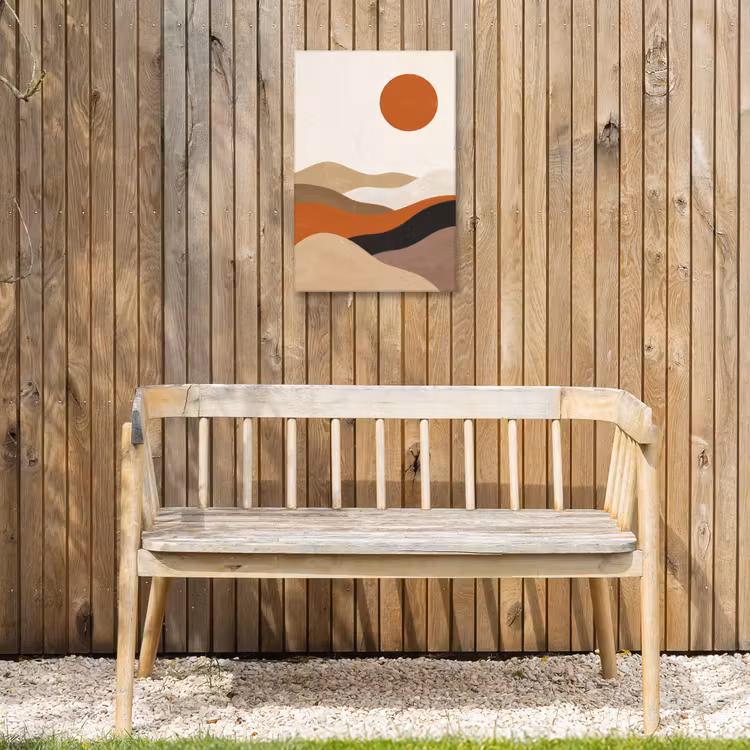 Landschap - Heuvels - Zon - Abstract - Oranje Tuinposter op houten frame 2 cm dik klein -sfeer4
