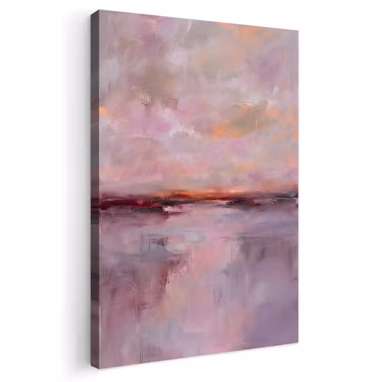 Landschap - Zonsondergang - Abstract - Modern - Roze Tuinposter op houten frame 2 cm dik klein -3d