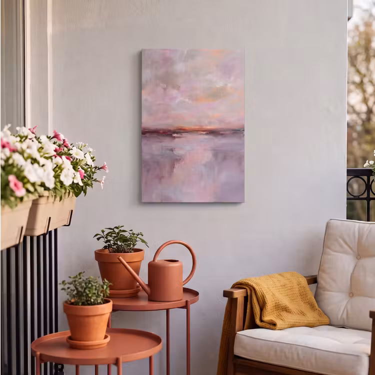 Landschap - Zonsondergang - Abstract - Modern - Roze Tuinposter op houten frame 2 cm dik klein -sfeer1
