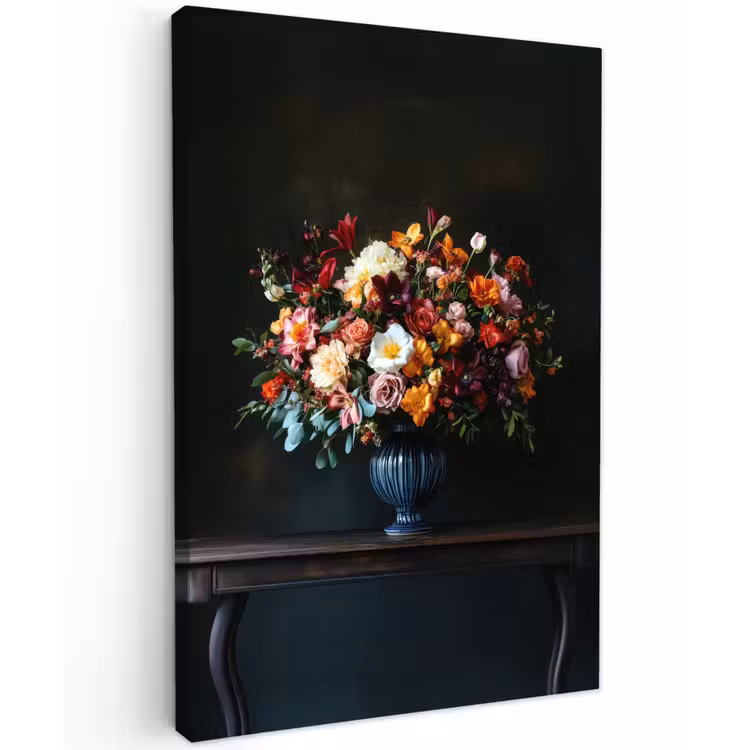 Groot - Bloemen - Vaas - Boeket Tuinposter op houten frame 2 cm dik klein -3d