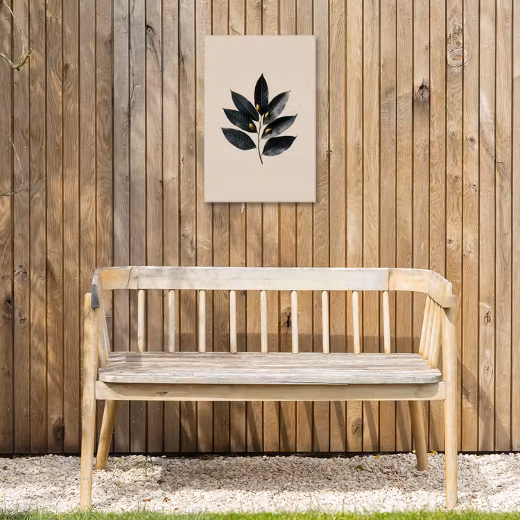 Laurierbladeren - Bloemknoppen - subtiel Tuinposter op houten frame 2 cm dik klein -sfeer4