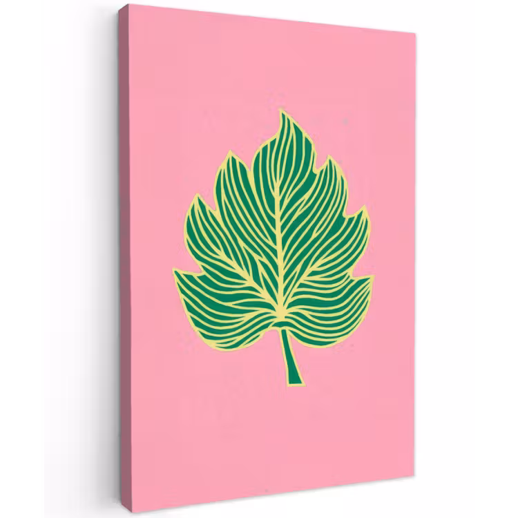 Blad - Groen - Illustratie - Minimalistisch Tuinposter op houten frame 2 cm dik klein -3d
