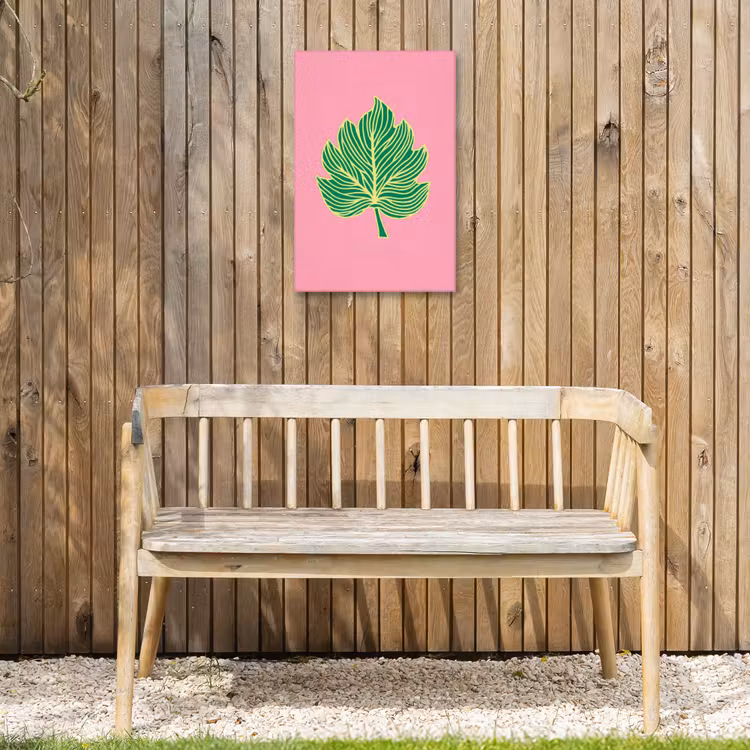 Blad - Groen - Illustratie - Minimalistisch Tuinposter op houten frame 2 cm dik klein -sfeer4