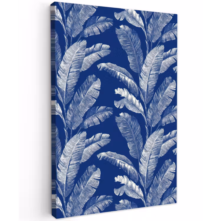 Blad - Palm - Blauw Tuinposter op houten frame 2 cm dik klein 841 -3d