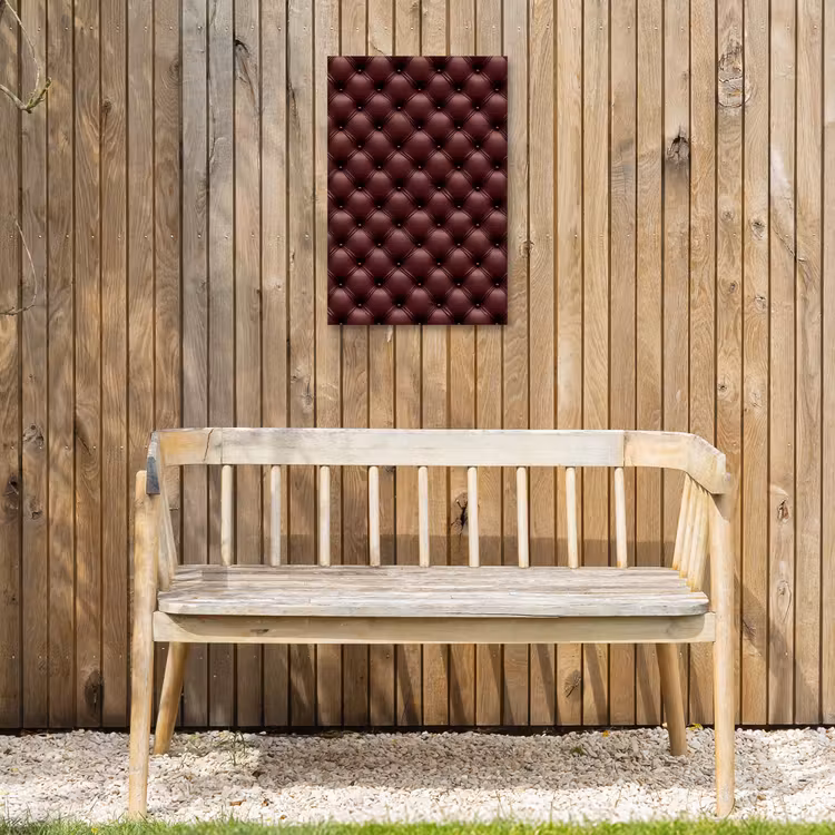 Leer - Patroon - Bordeaux Tuinposter op houten frame 2 cm dik klein 841 -sfeer4