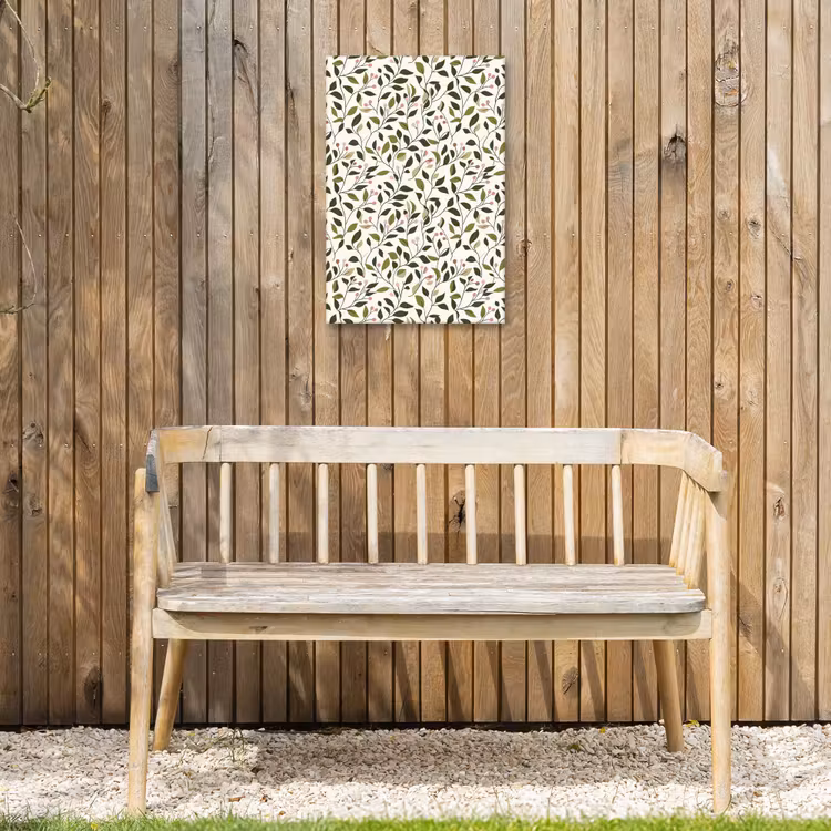 Bladeren - Bessen - Roze Tuinposter op houten frame 2 cm dik klein 841 -sfeer4