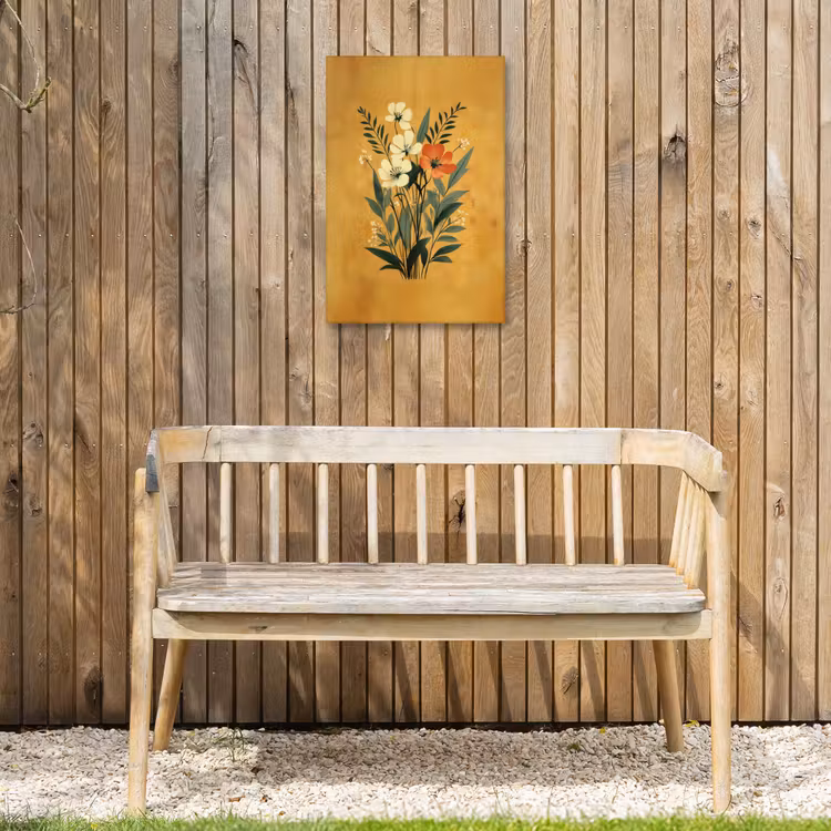 Bladeren - Boeket - Bloemen - Geel Tuinposter op houten frame 2 cm dik klein -sfeer4