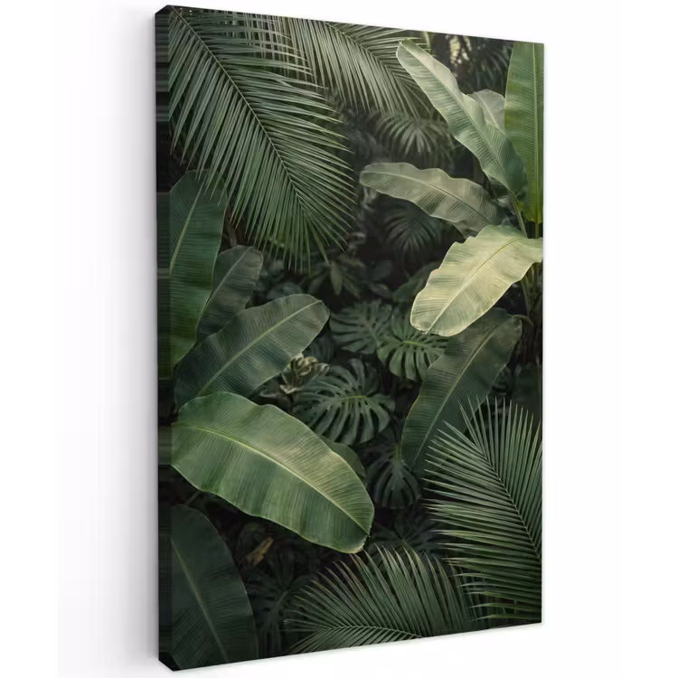 Bladeren - Groen - Tropisch - Natuur Tuinposter op houten frame 2 cm dik klein -3d