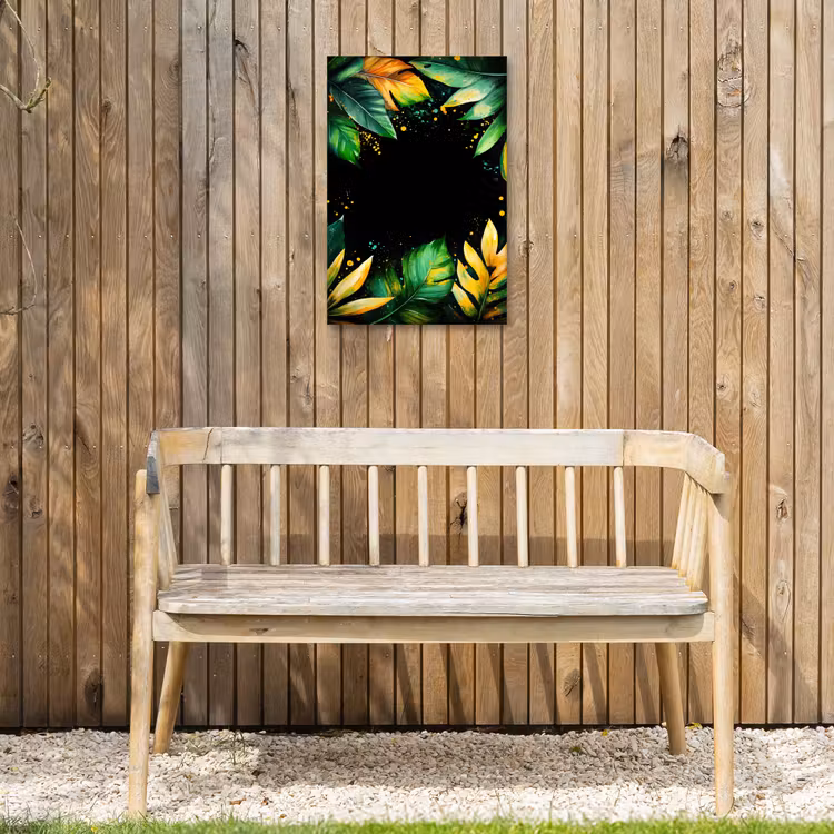 Bladeren - Groen - Geel - Verf - Jungle Tuinposter op houten frame 2 cm dik klein -sfeer4
