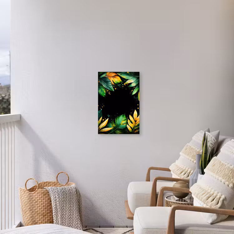 Bladeren - Groen - Geel - Verf - Jungle Tuinposter op houten frame 2 cm dik klein -sfeer1