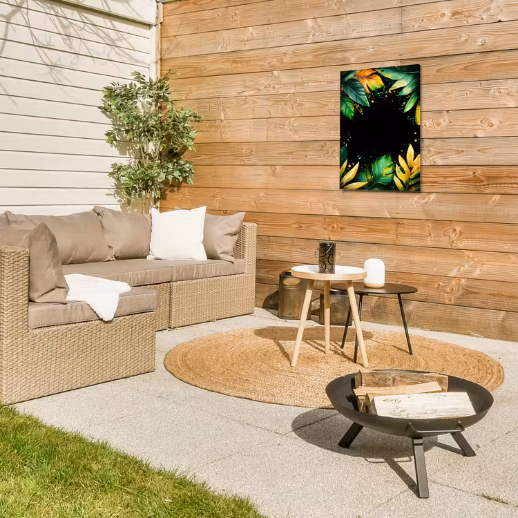 Bladeren - Groen - Geel - Verf - Jungle Tuinposter op houten frame 2 cm dik klein -sfeer2