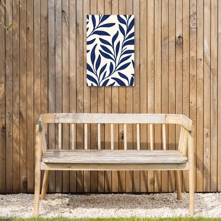 Bladeren - Klimop - Donkerblauw Tuinposter op houten frame 2 cm dik klein -sfeer4