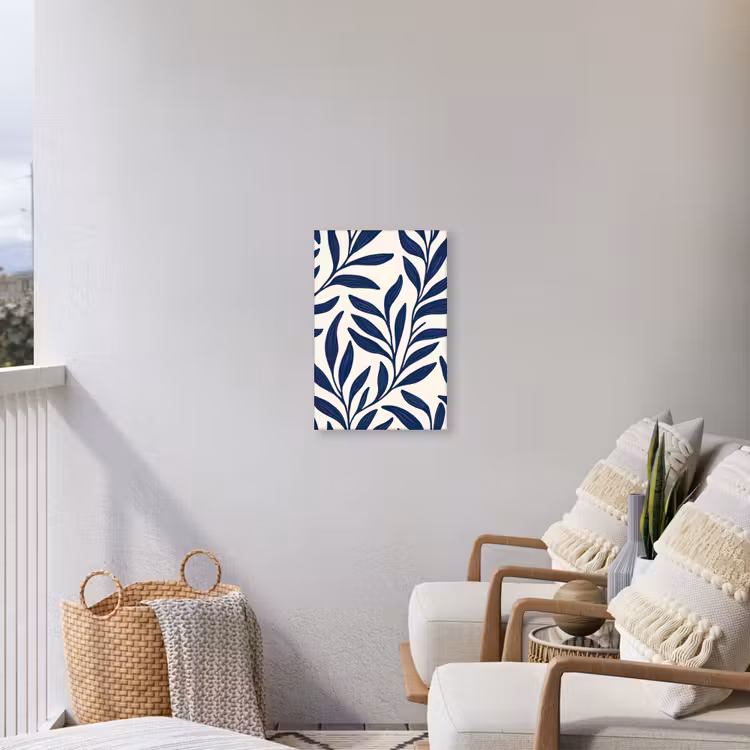Bladeren - Klimop - Donkerblauw Tuinposter op houten frame 2 cm dik klein -sfeer1