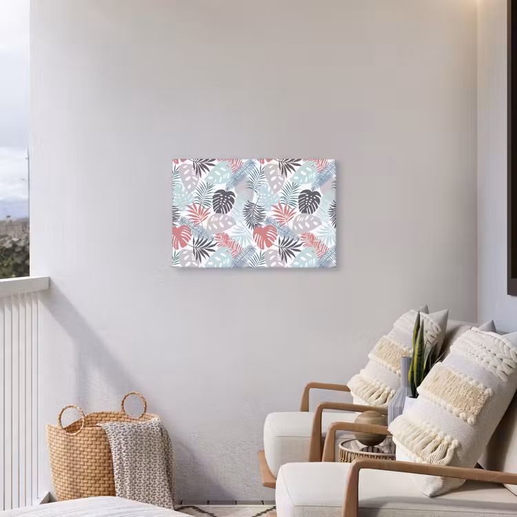 Bladeren - Jungle - Pastel - Tropisch Tuinposter op houten frame 2 cm dik middel -sfeer1