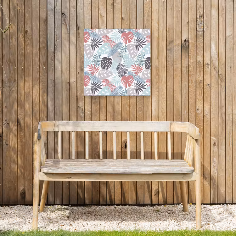 Bladeren - Jungle - Pastel - Tropisch Tuinposter op houten frame 2 cm dik klein -sfeer4