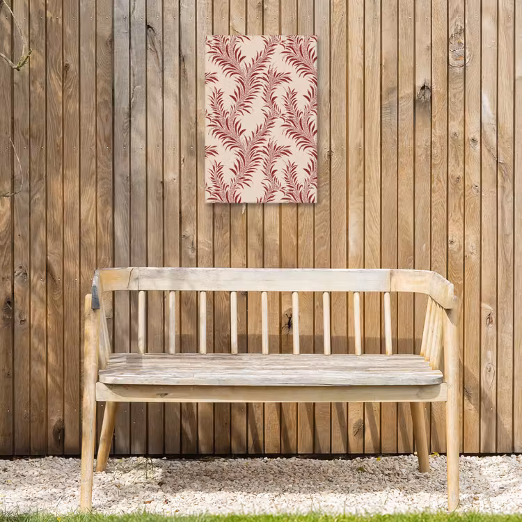 Bladeren - Linnen - Rood Tuinposter op houten frame 2 cm dik klein 841 -sfeer4