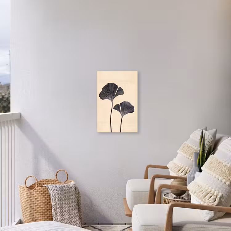 Bladeren - Minimalistisch - Zwart Tuinposter op houten frame 2 cm dik klein -sfeer1