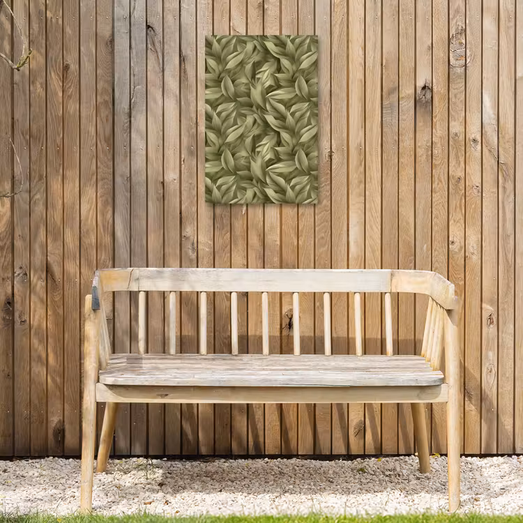 Bladeren - Modern - Groen Tuinposter op houten frame 2 cm dik klein 841 -sfeer4