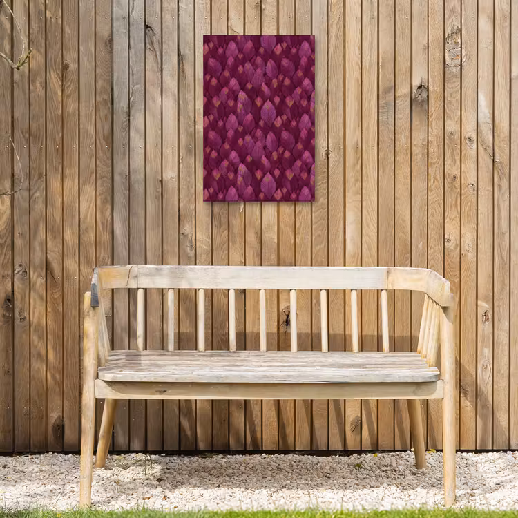 Bladeren - Patroon - Burgundy Tuinposter op houten frame 2 cm dik klein 841 -sfeer4