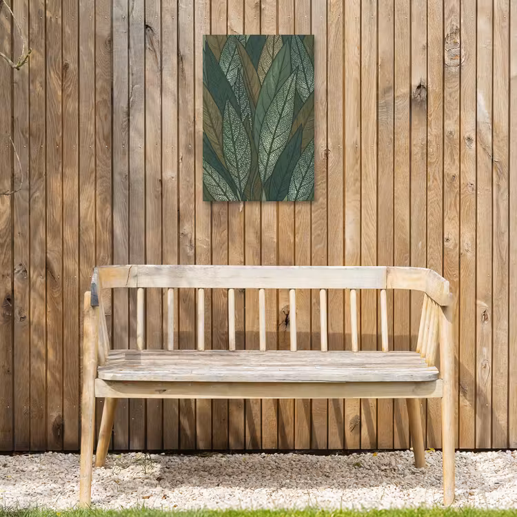 Bladeren - Patroon - Gestippeld - Natuur - Groen Tuinposter op houten frame 2 cm dik klein -sfeer4