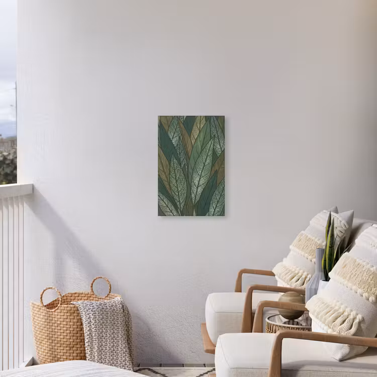 Bladeren - Patroon - Gestippeld - Natuur - Groen Tuinposter op houten frame 2 cm dik klein -sfeer1