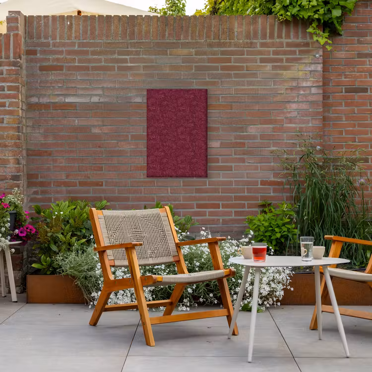 Bladeren - Patroon - Paars Tuinposter op houten frame 2 cm dik klein 841 -sfeer3