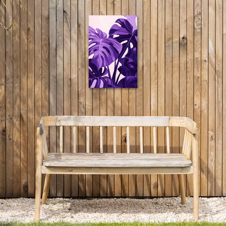 Bladeren - Paars - Tropisch - Abstract Tuinposter op houten frame 2 cm dik klein -sfeer4