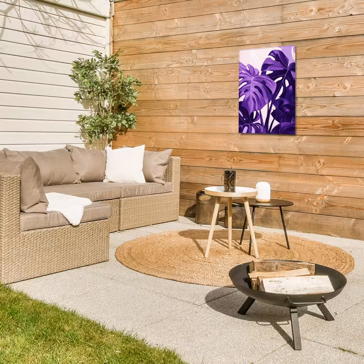 Bladeren - Paars - Tropisch - Abstract Tuinposter op houten frame 2 cm dik klein -sfeer2