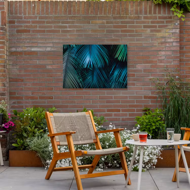 Bladeren - Tropisch - Jungle Tuinposter op houten frame 2 cm dik middel -sfeer3