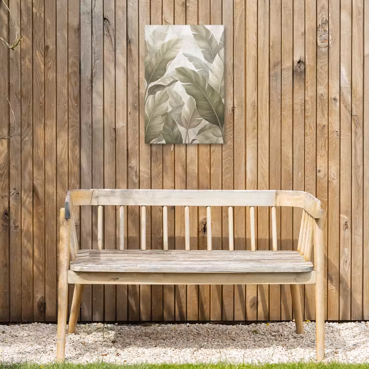 Bladeren - Tropisch - Natuur - Abstract - Beige Tuinposter op houten frame 2 cm dik klein -sfeer4