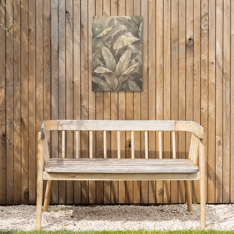 Bladeren - Tropisch - Natuur - Modern - Beige Tuinposter op houten frame 2 cm dik klein -sfeer4