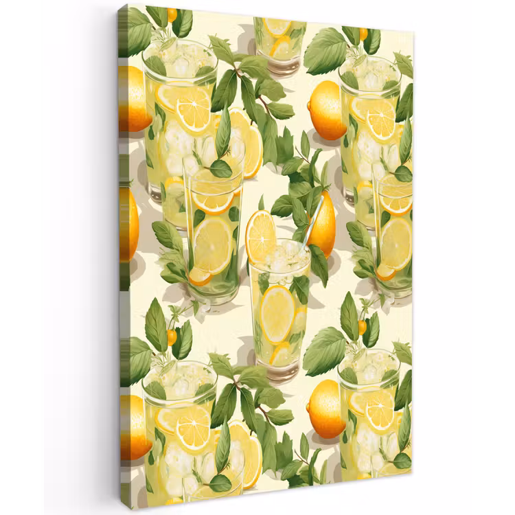 Citroen - Drankje - Glas - Munt Tuinposter op houten frame 2 cm dik klein 841 -3d