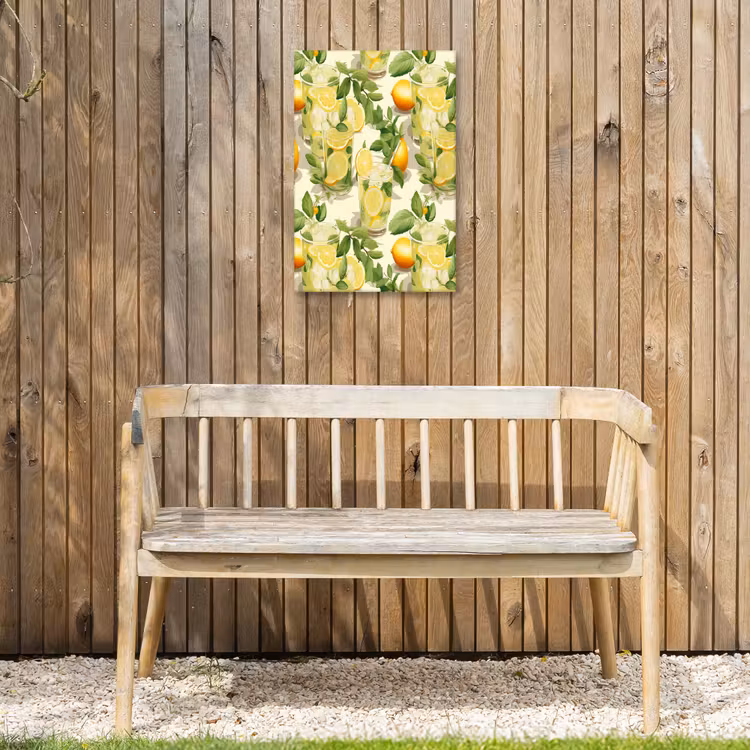 Citroen - Drankje - Glas - Munt Tuinposter op houten frame 2 cm dik klein 841 -sfeer4