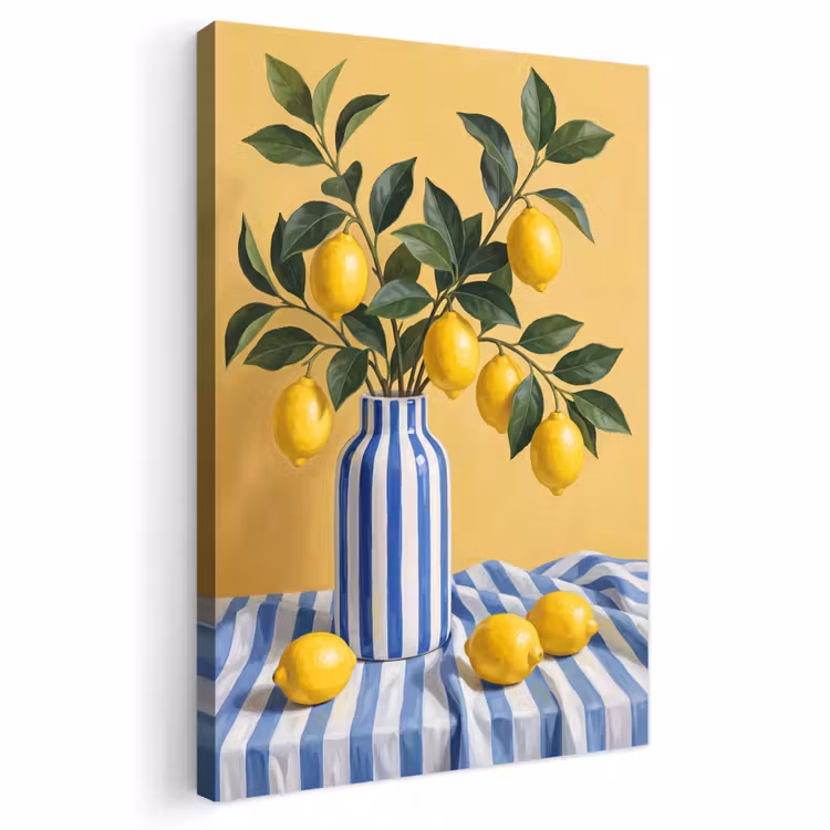 Outdoor Canvas Print - Lemon - Still Life - Modern - Citroen - Stilleven - Modern Tuinposter op houten frame 2 cm dik klein