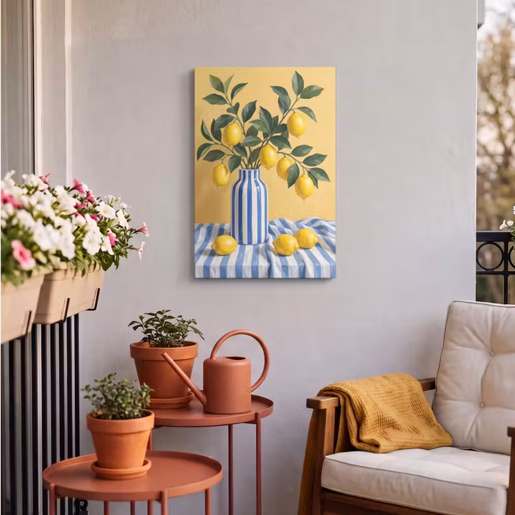 Outdoor Canvas Print - Lemon - Still Life - Modern - Citroen - Stilleven - Modern Tuinposter op houten frame 2 cm dik klein