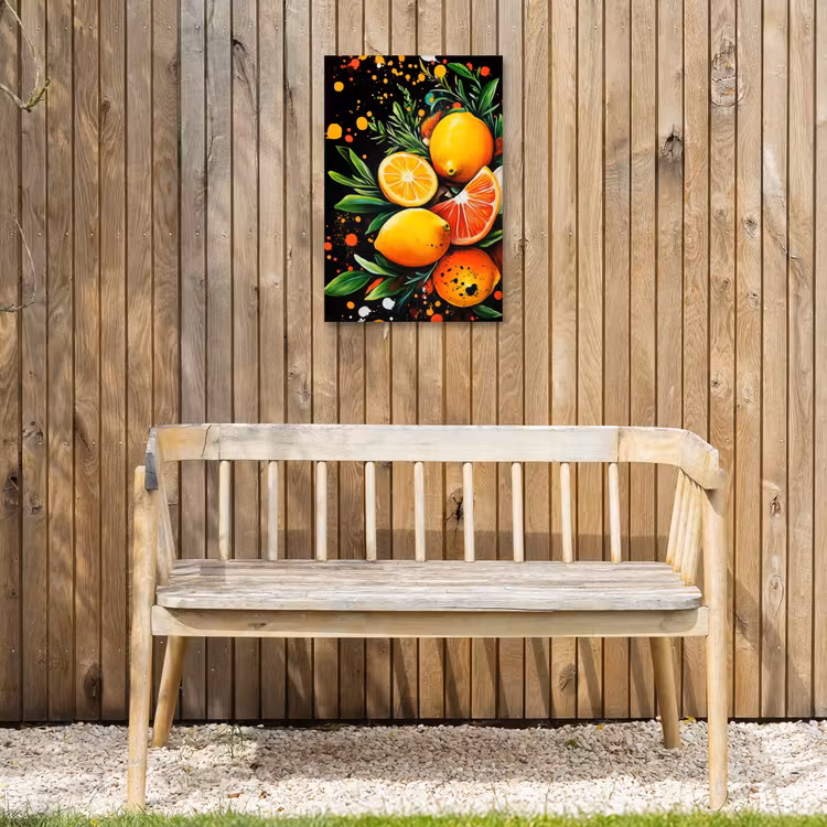 Citroenen - Zwart - Kruiden - Graffiti - Verf Tuinposter op houten frame 2 cm dik klein -sfeer4