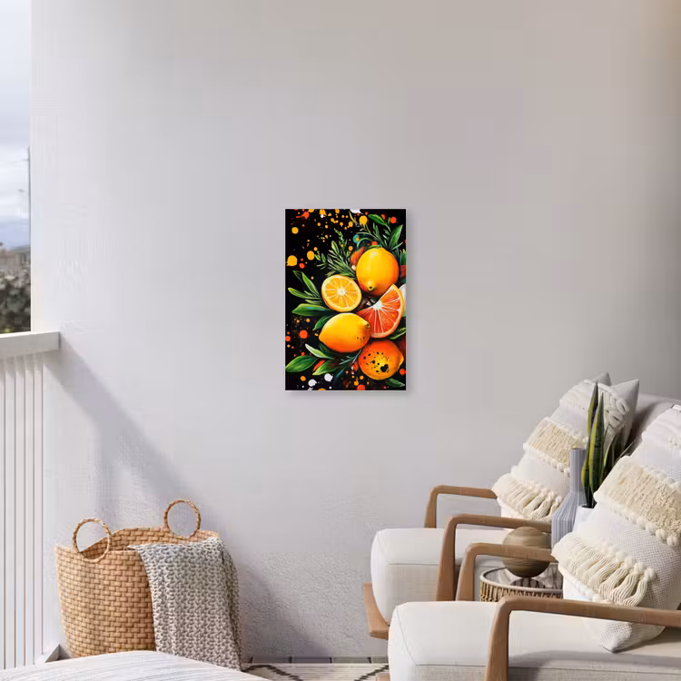 Citroenen - Zwart - Kruiden - Graffiti - Verf Tuinposter op houten frame 2 cm dik klein -sfeer1
