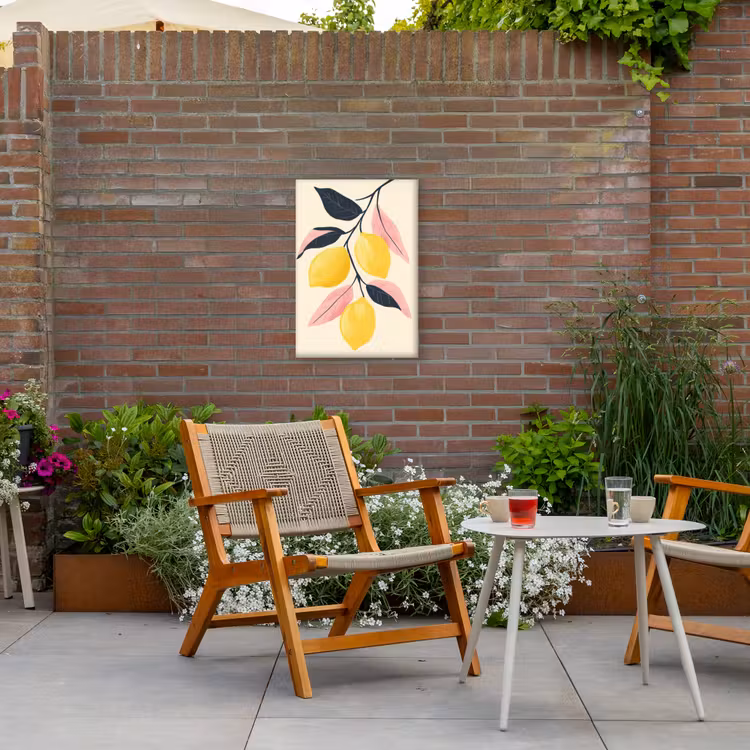 Citroenen - Felgeel - Tak - Bladeren Tuinposter op houten frame 2 cm dik klein -sfeer3