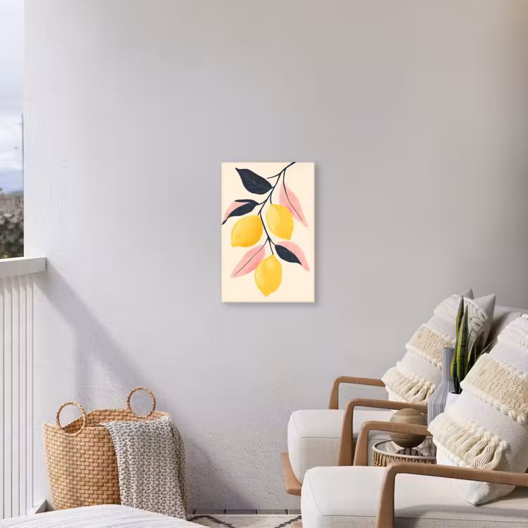 Citroenen - Felgeel - Tak - Bladeren Tuinposter op houten frame 2 cm dik klein -sfeer1