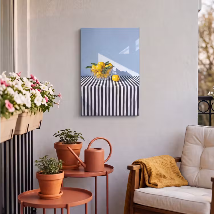 Outdoor Canvas Print - Lemons - Fruit - Yellow - Citroenen - Fruit - Geel Tuinposter op houten frame 2 cm dik klein