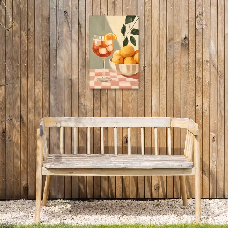 Citroenen - Glas - Tafelkleed - Geblokt Tuinposter op houten frame 2 cm dik klein -sfeer4